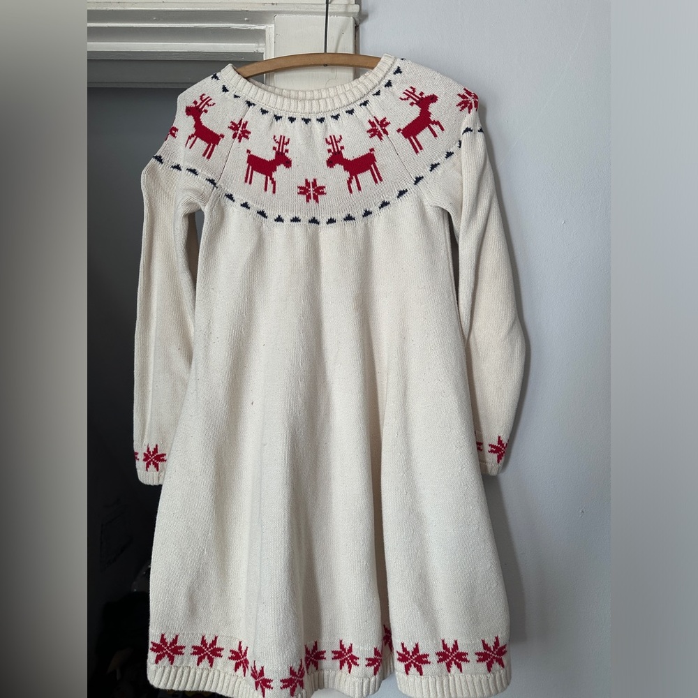Hanna Anderson Reindeer Sweater Dress size 10